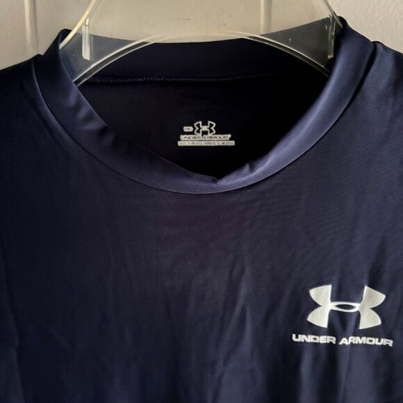 UNDER ARMOUR Men's Navy Blue Size MD. Heat Gear UPF30+ Compression Shirt #F - Picture 3 of 5